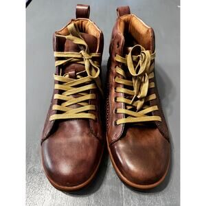 Bed|Stü Men's Brentwood Brown Leather Lace Up Boots, Size 9, Excellent Pre-Owned